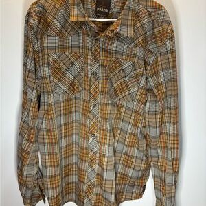 Prana Men's Checkered Shirt - Orange, Black, and White